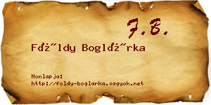 Földy Boglárka névjegykártya